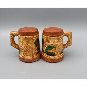 Vintage Florida Dolphin Salt and Pepper Shakers Hand Painted Made in Taiwan